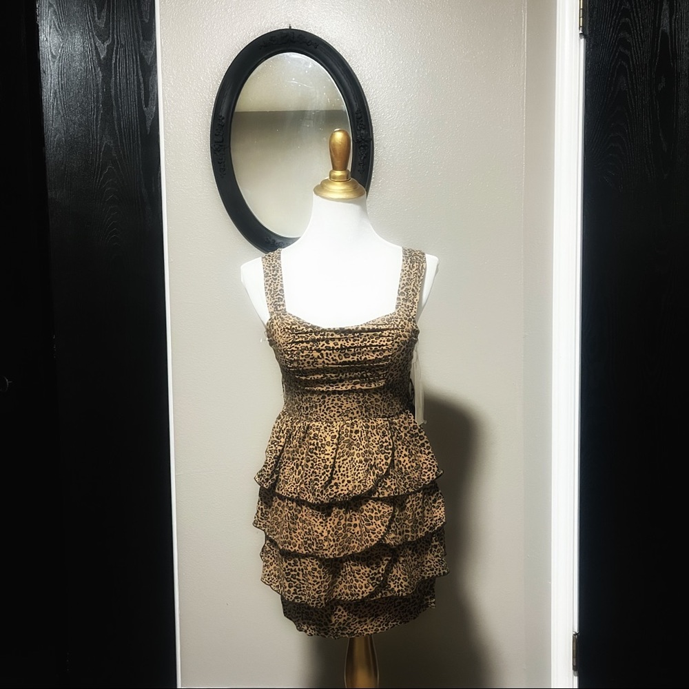 Cheetah Print Ruffle Mini Dress